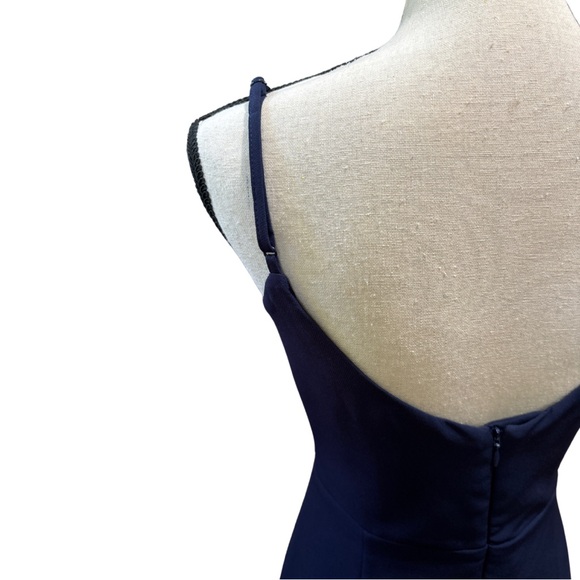 Kristen Peplum Dress in Navy Bardot Revolve Formal Homecoming - Picture 5 of 5